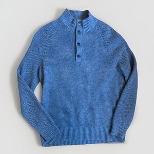Banana Republic Men’s L Italian Yarn Wool Gray Waffle Knit Long Sleeve Sweater